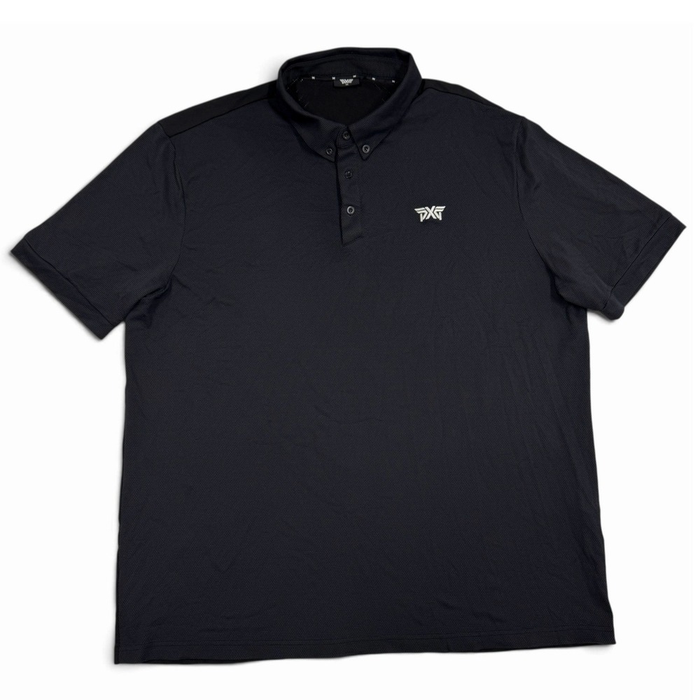 PXG Parsons Xtreme Golf Polo Shirt‎ Mens 2XL Black Textured Waffle Knit MLS21-EP